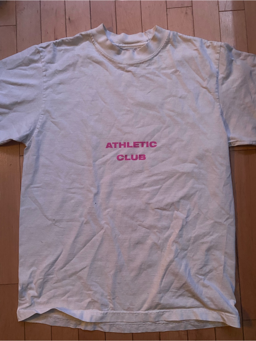 PAPI MTL Cream Short Sleeve Tee with Pink ATHLETIC CLUB Graphic
